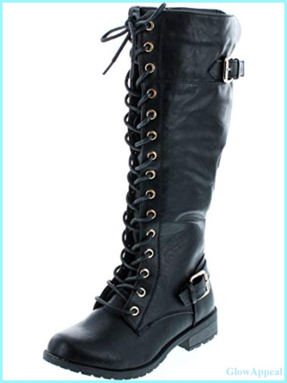 Women's Knee High Riding Boots Faux Leather Buckle Zip Up Boots